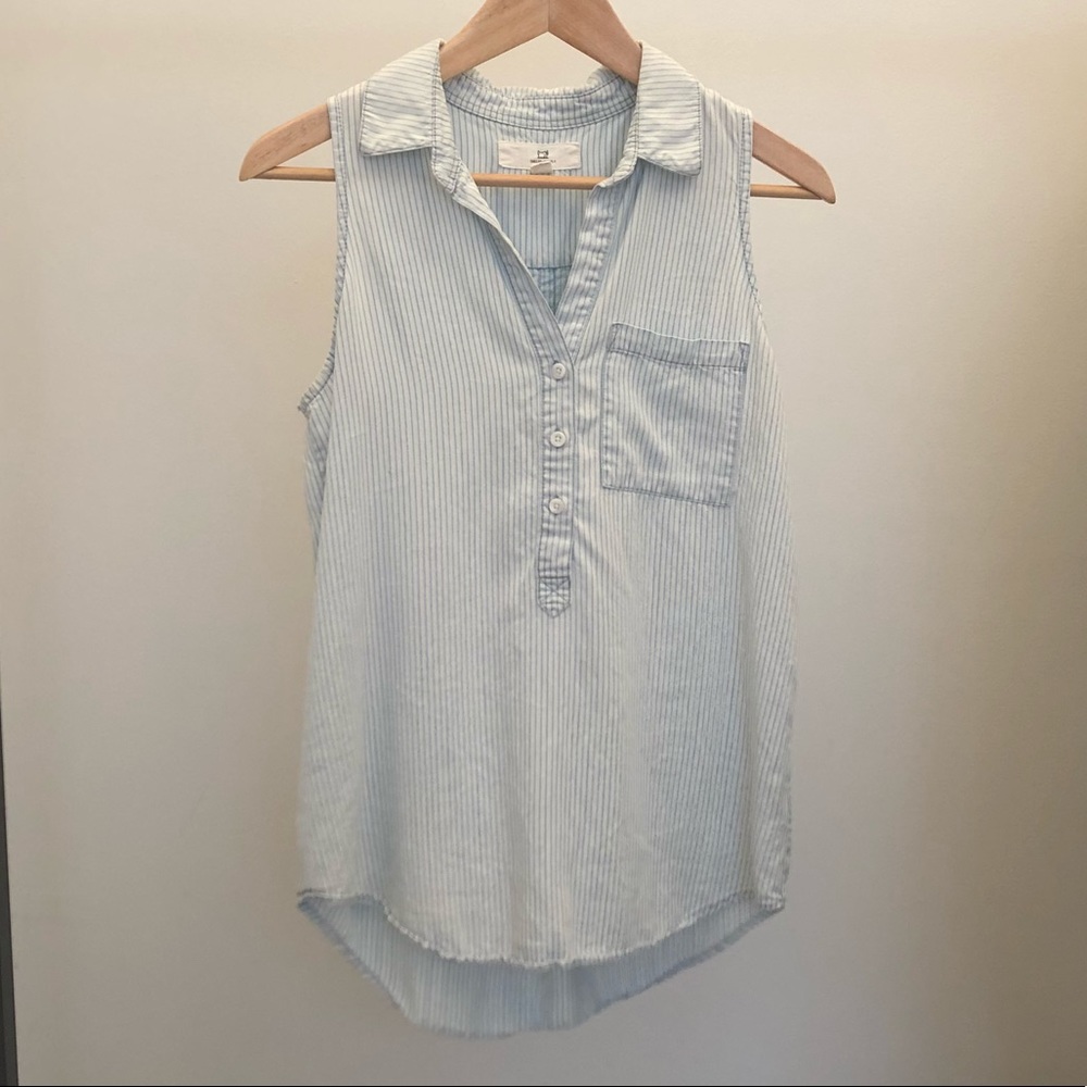 Sleeveless striped chambray top by Thread+Supply